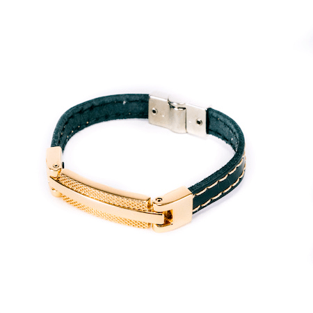 BRACELETE BION MDT - COURO PRETO - PRATA #HOMEM