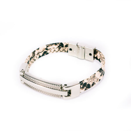 BRACELETE BION MDT - SNAKE BEGE - PRATA